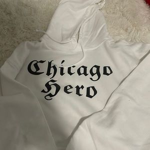 White and black chicago hero hoodie